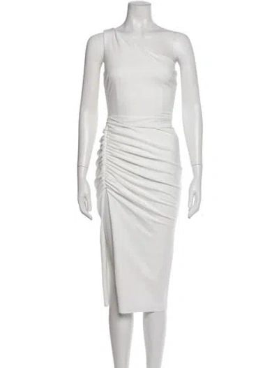 Pre-owned Katie May One-shoulder Midi Length Dress In White