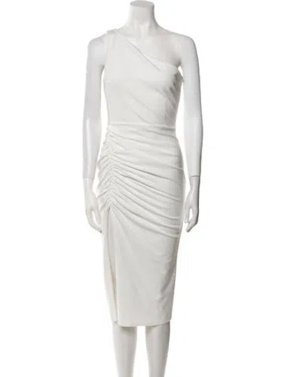Pre-owned Katie May One-shoulder Midi Length Dress In White