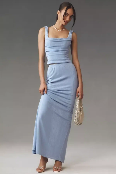 Katie May Paula Ruched Tank & Maxi Skirt Set In Blue