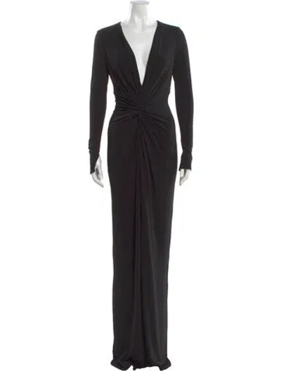 Pre-owned Katie May Plunge Neckline Long Dress In Black