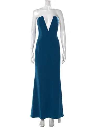 Pre-owned Katie May Plunge Neckline Long Dress In Blue