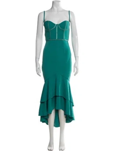 Pre-owned Katie May Plunge Neckline Midi Length Dress In Green