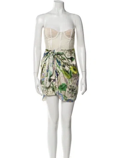 Pre-owned Katie May Printed Mini Dress In White