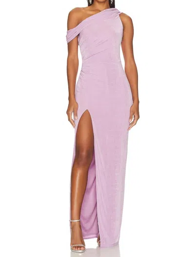 Katie May Rhea Maxi Gown One Off Shoulder Dress In Lilac In Pink
