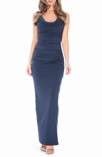 Katie May Rita Cowl Neck Gown In Deep Sea