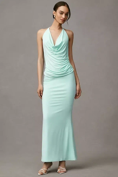 Katie May Selene Halter Cowl-neck Mermaid Ruched Maxi Dress