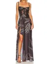 Katie May Shannon Gown In Midnight Garden In Black