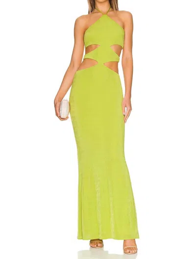 Katie May Sloane Gown Cutout Maxi Dress In Chartreuse In Green