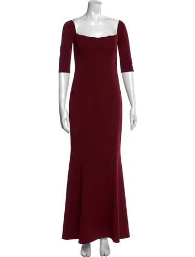Pre-owned Katie May Square Neckline Long Dress In Burgundy