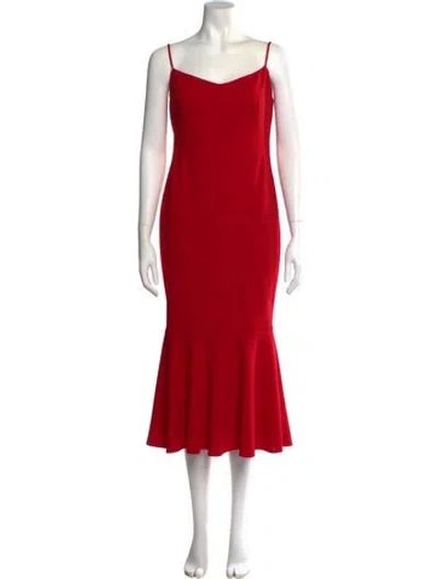 Pre-owned Katie May Square Neckline Midi Length Dress In Red