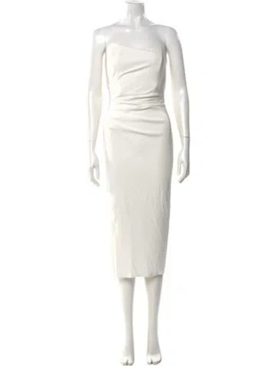 Pre-owned Katie May Strapless Knee-length Dress In White
