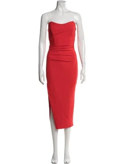 Pre-owned Katie May Strapless Midi Length Dress In Red
