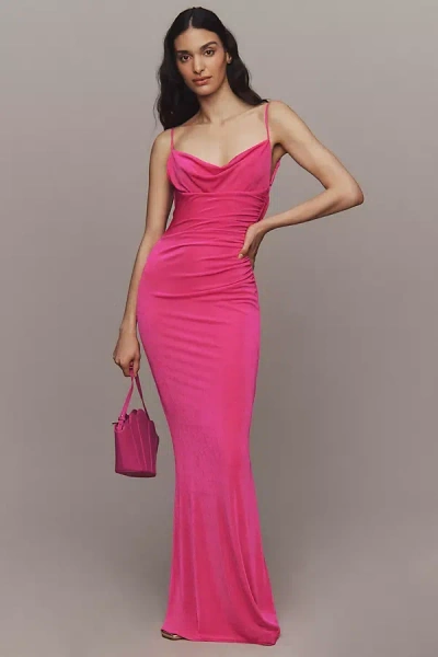 Katie May Surreal Sleeveless Draped Fit & Flare Maxi Dress In Pink