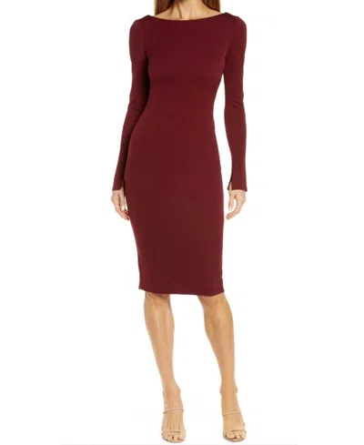 Katie May Surrender Drape Cowl Back Midi Dress In Burgundy In Red