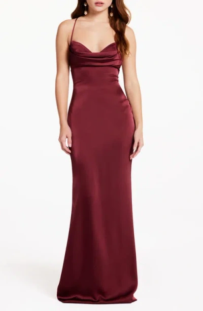 Katie May Tara Cowl Neck Gown In Bordeaux