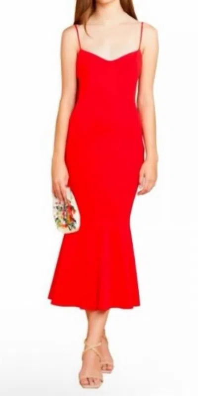 Katie May Twirl Midi Dress In Papaya In Red