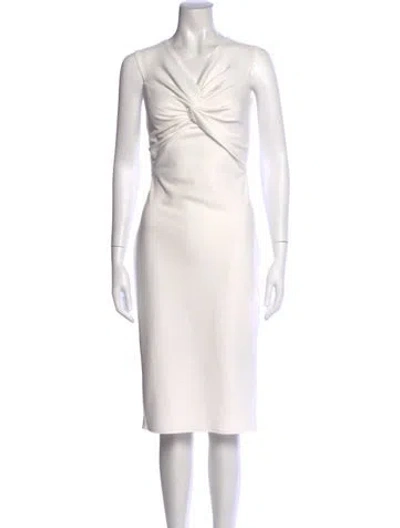 Pre-owned Katie May V-neck Knee-length Dress In White
