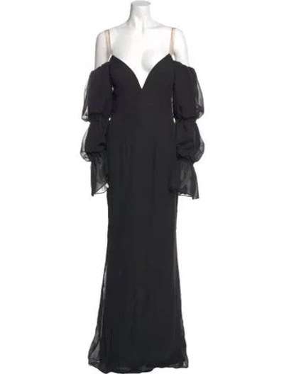 Pre-owned Katie May V-neck Long Dress In Black