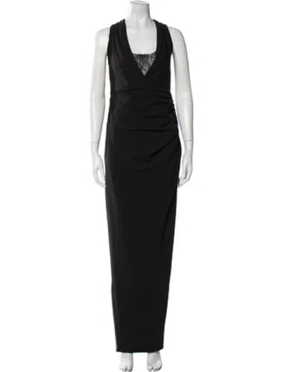 Pre-owned Katie May V-neck Long Dress In Black