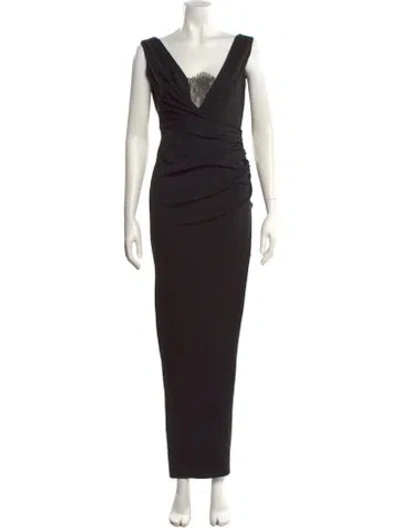 Pre-owned Katie May V-neck Long Dress In Black