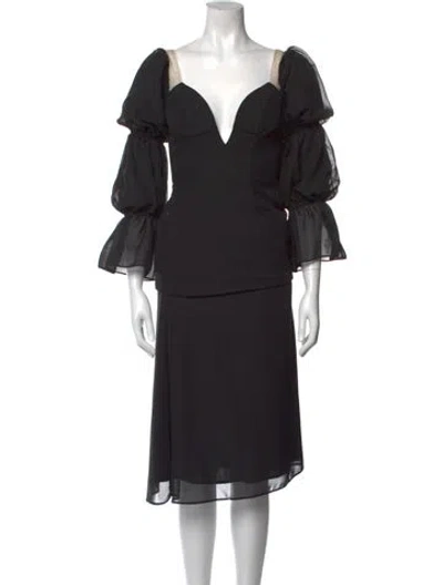 Pre-owned Katie May V-neck Long Dress In Black