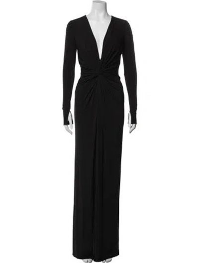 Pre-owned Katie May V-neck Long Dress In Black
