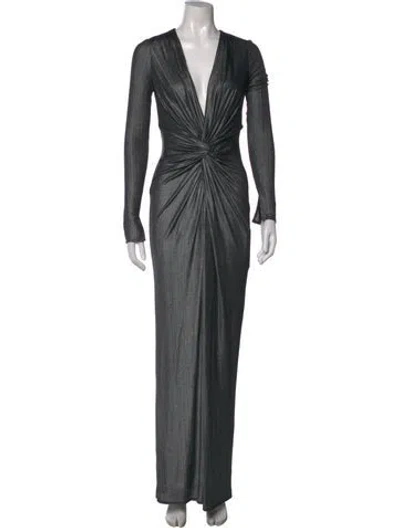 Pre-owned Katie May V-neck Long Dress In Metallic/silver