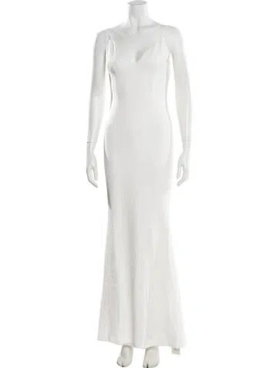 Pre-owned Katie May V-neck Long Dress In White