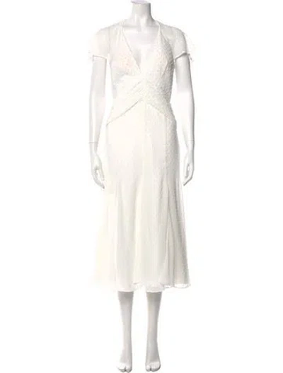Pre-owned Katie May V-neck Long Dress In White