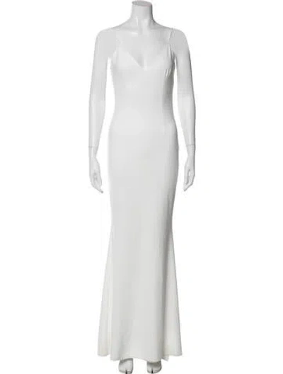 Pre-owned Katie May V-neck Long Dress In White
