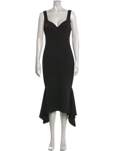 Pre-owned Katie May V-neck Midi Length Dress In Black
