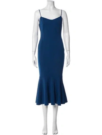 Pre-owned Katie May V-neck Midi Length Dress In Blue