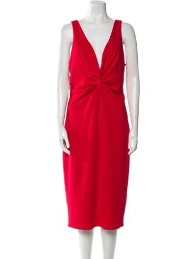 Pre-owned Katie May V-neck Midi Length Dress W/ Tags In Red
