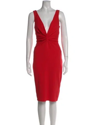 Pre-owned Katie May V-neck Midi Length Dress W/ Tags In Red