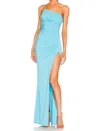 Katie May Winnipeg One Shoulder Maxi Dress In Cyan In Blue