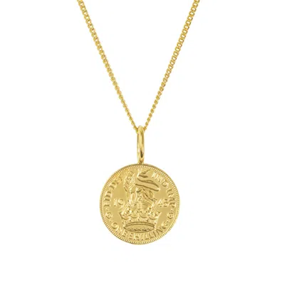 Katie Mullally Limited Men's British Shilling Coin & Chain In Yellow Gold Plate
