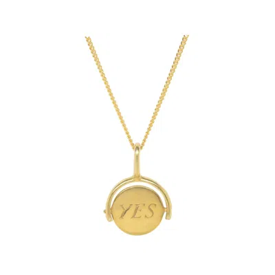 Katie Mullally Limited Men's Choice Yes Or No Circle Spinning Charm & Chain In Gold Plated