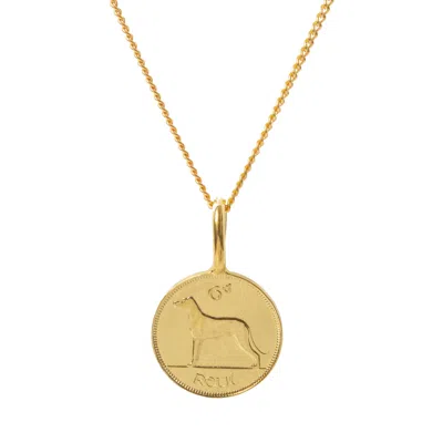 Katie Mullally Limited Men's Irish 6d Coin & Chain In Yellow Gold Plate