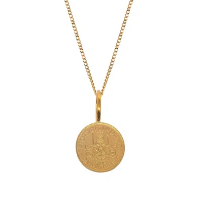 Katie Mullally Limited Men's Scottish Shilling Coin Charm & Chain In Gold Plated