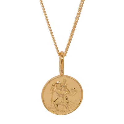 Katie Mullally Limited Men's St Christopher & Chain In Yellow Gold Plate