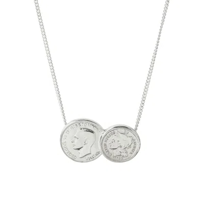 Katie Mullally Limited Women's American / English Silver Double Coin Necklace