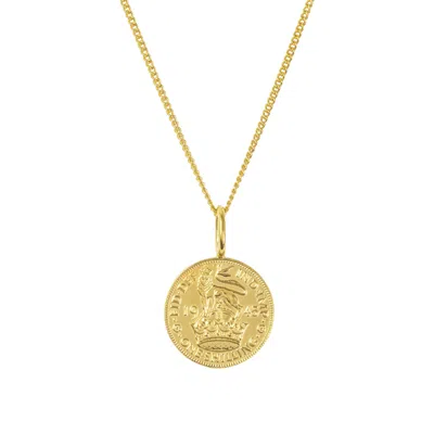 Katie Mullally Limited Women's British Shilling Coin Necklace In Yellow Gold Plate