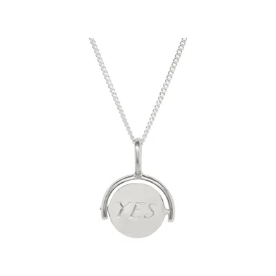 Katie Mullally Limited Women's Choice Yes Or No Circle Spinning Charm Silver Necklace