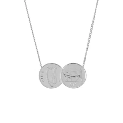 Katie Mullally Limited Women's Double Irish 5p Coin Necklace In Sterling Silver
