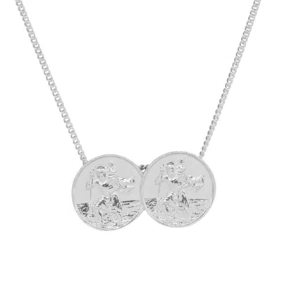 Katie Mullally Limited Women's Double St Christopher Necklace In Silver