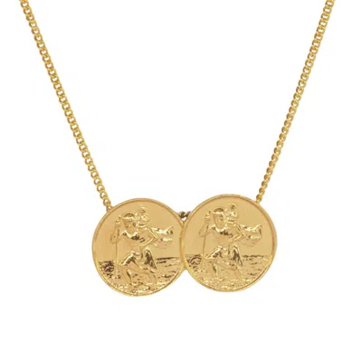 Katie Mullally Limited Women's Double St Christopher Necklace In Yellow Gold Plate