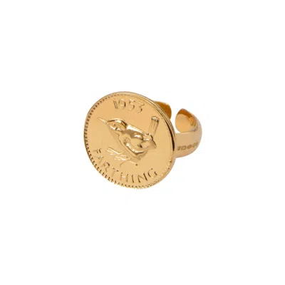 Katie Mullally Limited Women's Farthing Adjustable Ring Yellow Gold Plated