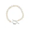 Katie Mullally Limited Women's Pearls Fresh Water Bracelet Signature Katie Mullally Claddagh Silver Clasp In Silver