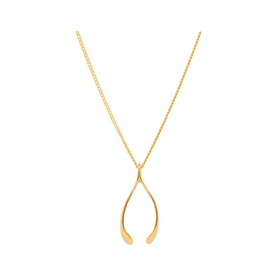 Katie Mullally Limited Women's Small Yellow Gold Plated Wishbone Necklace