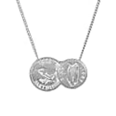 Katie Mullally Irish-english Hallmarked Kmm Silver Double Coin Necklace